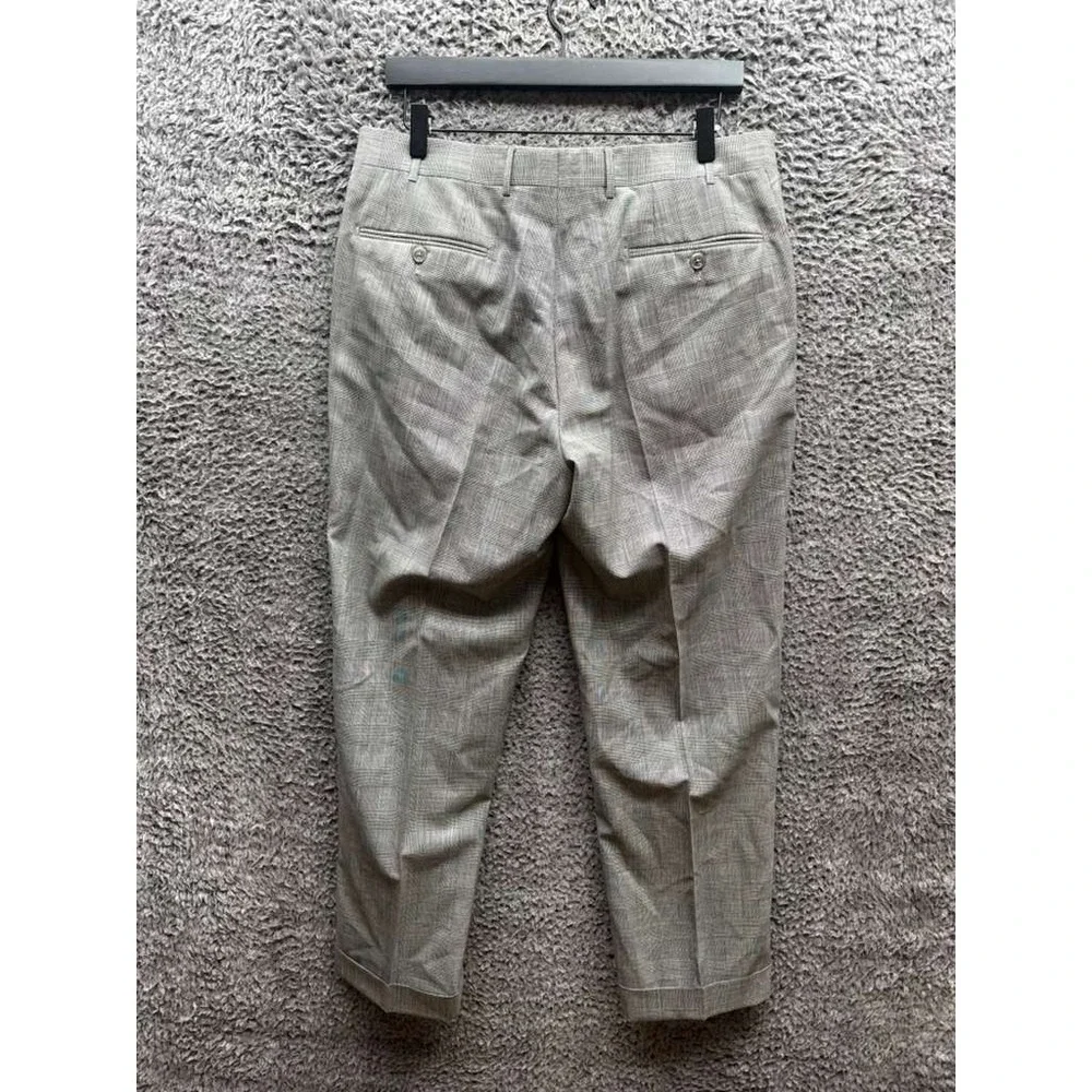Corneliani Check Virgin‎ Wool Twill Mantua Dress Trousers Gray Mens Size 50